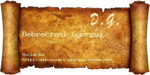 Debreczeni Györgyi névjegykártya